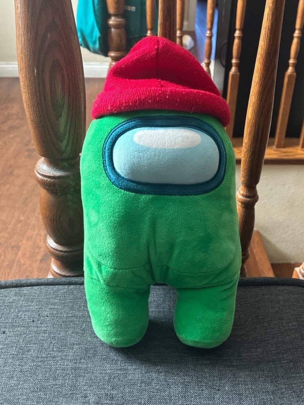 Green Plush Space Character with Red Hat - Kids Stuffed Toy